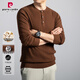 Pierre Cardin cardigan men's autumn and winter business henley collar sweater sweater casual all-match warm bottoming shirt men's black XL recommended 135-150Jin Jin equals 0.5 kg