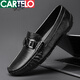卡帝乐鳄鱼（CARTELO）真皮豆豆鞋男2025新款韩版百搭潮流休闲懒人一脚蹬软底透气小皮鞋 9901黑色【镂空】 38 男士高档休闲鞋