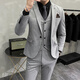 Jason's Groom's Suit Suit Men's Large Size Business Professional Formal Wedding Dress Suit Three-piece Men's Korean Style Slim Khaki (Suit + Vest + Pants) XL