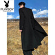 Playboy (PLAYBOY) black woolen coat men's mid-length autumn and winter British style windbreaker cleanfit Korean woolen coat black upgraded version XL