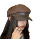 Quchen beret women's octagonal hat winter women's octagonal beret painter's hat coffee hat western Sichuan hat leather buckle beret coffee one size