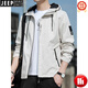 Jeep Spirit Men's Spring и осень твердый цвет Новое открытое спортивное платье с капюшоном молодежь куртка весенняя зарядка Top K12131 Black M