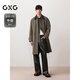 GXG men's crisp custom-dyed worsted classic lapel silhouette long windbreaker brown 185/XXL