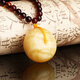 Yanyun Jewelry Natural Beeswax Peace Buckle Pendant Tiger Skin White Flower Red Amber Honey Necklace Men and Women Orphan Main Stone Weight 5-6 Grams