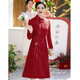 Paste Xi's mother-in-law Chinese style retro plus velvet thickened festive banquet dress wedding festive dress red 3XL