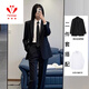 FANAOGE black suit suit for women spring and autumn new style college student defense interview professional suit student union formal workwear tie + suit + white shirt + pants four-piece set M recommended 95-110 Jin Jin equals 0.5 kg Urgent items will be sent on the same day - contact customer service for SF Express