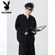 Playboy (PLAYBOY) American Heavy Henley Collar Bottoming Knitted Sweater Men's Autumn Handsome Loose Lazy Style Pullover Sweater Black L