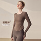 LULU CENTURY Autumn and Winter round neck running sports long-sleeved T-shirt women's slim slim yoga clothing top Pilates training fitness clothing chestnut brown L