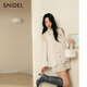SNIDEL2025秋冬新品甜美挂脖露肩荷叶边衬衫短裙裤套装SWFO254174 粉米色 M (1)