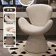 Menile cream style makeup stool Internet celebrity dressing stool home bedroom dressing table chair designer rotatable creative shell chair off-white skin-friendly towel velvet