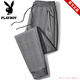 Playboy Zippered Casual Pants Men's Autumn and Winter Pants Men's Sports Pants Men's Loose Straight Leg Pants Large Size Men's Sweatpants Black Zipper Pockets Legged Style (Added Velvet) Plus 2XL