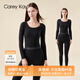 Carey Kay Seamless Thermal Underwear Women's Cashmere Silk German Velvet Heated Slim Bottoming Clothes Autumn and Winter Thickened Autumn Clothes and Autumn Pants Set Medium Hemp Gray 3XL (Men)