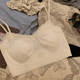 Seamless lace underwear for women, thin, large breasts, small breasts, tube top, suspender straps, no rims, nude feel, anti-exposure bra, milky white (single piece) M (34/75ABC)