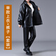 Liyang Leather Jacket and Leather Pants Suit Men's and Women's Work Clothes Spring and Autumn Wear-resistant Labor Protection Windproof, Waterproof, Oil-proof and Dustproof Loose Jacket Leather Jacket and Leather Pants Suit (without velvet) 2XL 120-130Jin Jin is equal to 0.5 kg