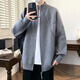 FKDK cardigan sweater men's autumn and winter lamb velvet sweater jacket men's trendy loose zipper thickened casual sweater gray XL