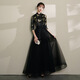 Timochi New Chinese Style Women's Banquet Evening Dress Small 2026 Chinese Style Black Temperament Long Style Host Style Solo Finger Black M