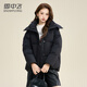 Snow Flying Down Jacket Women's Short Hooded Winter New Basic Small Bread Jacket Warm Thick Jacket Black M