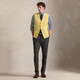 RALPH LAUREN Ralph Lauren Autumn and Winter New American Edition Men's Knitted Wool Vest Cable-Knit Cable Knit Cardigan Vest Yellow/Fall Yellow XS