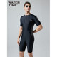 WATERTIME men's swimsuit and trunks one-piece short-sleeved wetsuit men's swimsuit black silver X M
