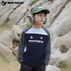 Little Pig Banner Kinder Mountain Sport Langarm T-Shirt Frühlings- und Herbst Eltern-Kind-T-Shirt Neue Jungen und Mädchen Kontrast Farbe Spleiß runder Nackenstern Chi Blau 170 *Vorgeschlagene Höhe 160-165 cm