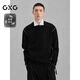 GXG Men's Contrast Color Sweater Chenille Sweater Warm Commuting Winter 2024 Black 180/XL