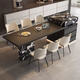 Shunmujia Italian style minimalist high-end slate island integrated dining table and chairs retractable light luxury large apartment kitchen island table island dining table + flat style 5cm hanging slate table top 1.6 meters tabletop