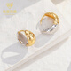 Vienna classic Hepburn style 18K gold double-sided crushed ice earrings, 18k yellow and white two-color 4.95-5.05g