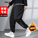 Tanye trendy brand large size plus velvet leggings men's winter fat loose sports pants men's plus fat enlarged black casual pants k10513 black plus velvet 5XL recommended 235-250Jin Jin equals 0.5 kg