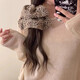 Autumn and winter, lazy and casual temperament, oversized leopard print large intestine hair tie, high-end low ball headband, hair tie for women, light color + dark color, hot selling 2-piece set