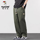 Woodpecker Casual Pants Men's Autumn and Winter Plus Velvet American Cotton Casual Pants Men's Trendy Loose Straight Sports Wide-leg Trousers Khaki XL (Recommended 125-150 Jin Jin equals 0.5 kg)