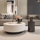 Huabisen Italian high-end light luxury slate coffee table small apartment living room home minimalist round combination simple modern black cabinet white slate 70+45 black edge table