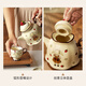 Modern Housewife Hera Rabbit Tea Set Tea Kettle Tea Water Separator Housewarming New Home Gift Ceramic Kettle Tea Cup Hera Rabbit One Pot Four Cups + Tray - Strawberry Style, 950ml