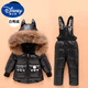 Disney White Duck Down Baby Down Jacket, Men's and Women's Infant Two-piece Suit Overalls, Children's Winter Thickened Windproof Mid-Length Style, Dark Blue, 90 cm. Sizes are too large. Order according to height.