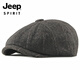 JEEP middle-aged and elderly beret men's British retro woolen peaked cap autumn and winter new octagonal hat casual painter hat black M adjustable 55-60c