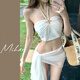 Beautiful swimsuit for women 2025 new super fairy ins sexy pure desire bikini three piece set for seaside vacation white XL weight 116-130