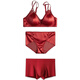 Miss Polly Mulberry Silk Red Wedding Underwear Underwear Bride and Groom Suit Big Breast Showing Small Thin Men and Girls Couple Outfit Women's Underwear Set + Men's Underwear + Red Envelope*50 (With Exquisite Gift Box)