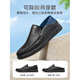 Old Man's Head (Laorentou) Sandalias de cuero huecas Sandalias para hombres Summer Investable Negocio transpirable Softy Daddy Bean Shoes Splol Sole Black LL12132_Sheepskin 38