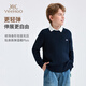 YEEHOO boys' sweaters, children's sweaters, medium and large children's clothing, long-sleeved bottoming shirts, girls' basic versatile autumn clothing, dark blue 150