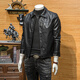 JAGR潮牌 皮衣外套男修身翻领皮夹克新款休闲上衣潮流男士仿皮衣 黑色 黑色 3XL