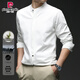Pierre Cardin Men's Henry Collar Long Sleeve Shirt Chinese Style Shirt Men's Autumn New Casual Bottoming Shirt Chinese-style Iron-Free Top Men White L 120-140Jin Jin equals 0.5 kg