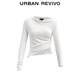 UR2025 AUTOMNE NOUVELLE FEMMES CITY VAGNAGNES CALLES TRENDE IRRÉGULAIRE T-shirt à une épaule UWJ450157 White M