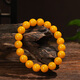 Hongchen Liuxi Natural Authentic Russian Beeswax Round Beads Ring Bracelet Amber Chicken Oil Yellow Men and Women Same Style Toy Bracelet with Certificate 10mm Beeswax Bracelet