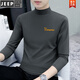 Jeep Spirit Pure Cotton Half Turtleneck Base Base Camiseta de manga larga para hombres Camiseta de colina sólida de color medio y otoño