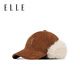 ELLE corduroy ear protection baseball cap for women in autumn and winter outdoor warm and fashionable versatile plus velvet thickened duck hat pure cotton