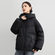 Flying in the snow short down jacket for women 2025 winter new hooded casual thickened warm 90 velvet jacket trendy black XS