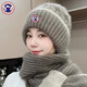TUTORGOOSE autumn and winter color-blocked hat scarf 2025 new velvet thickened knitted fashion versatile all-in-one anti-wind and snow ear protection hat linen color