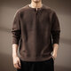 Noble color high-end American retro Henry collar men's sweater autumn new trendy brand loose lazy style casual sweater for men Brown S