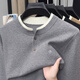Goldlion versatile old money style Henry collar sweater long-sleeved bottoming shirt autumn and winter two-button inner sweater for men 5185 light gray L