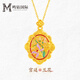 Mingzuan International 18K gold pendant for women au750 ancient charm orchid and field jade necklace enamel palace neck gift for girlfriend