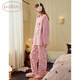 Gukoo pajamas for women winter Disney and Mary Cat joint plush warm and sweet leopard print women's home wear set D peach pomelo set S